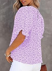 Dokotoo Womens Tops Cute Floral Print Round Neck
