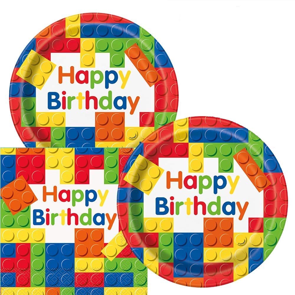 Colorful Building Blocks Birthday Party Plates And Napkins Serves 16 Colorful Building Blocks Birthday Party Plates And Napkins Serves 16