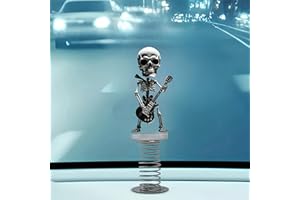 5PCSPARTY FAVOR, 2D Flat Acrylic Skull Spring Swing Ornament, Gothic Halloween Decor, Car/Desktop Figurine, Oscillating, Grea