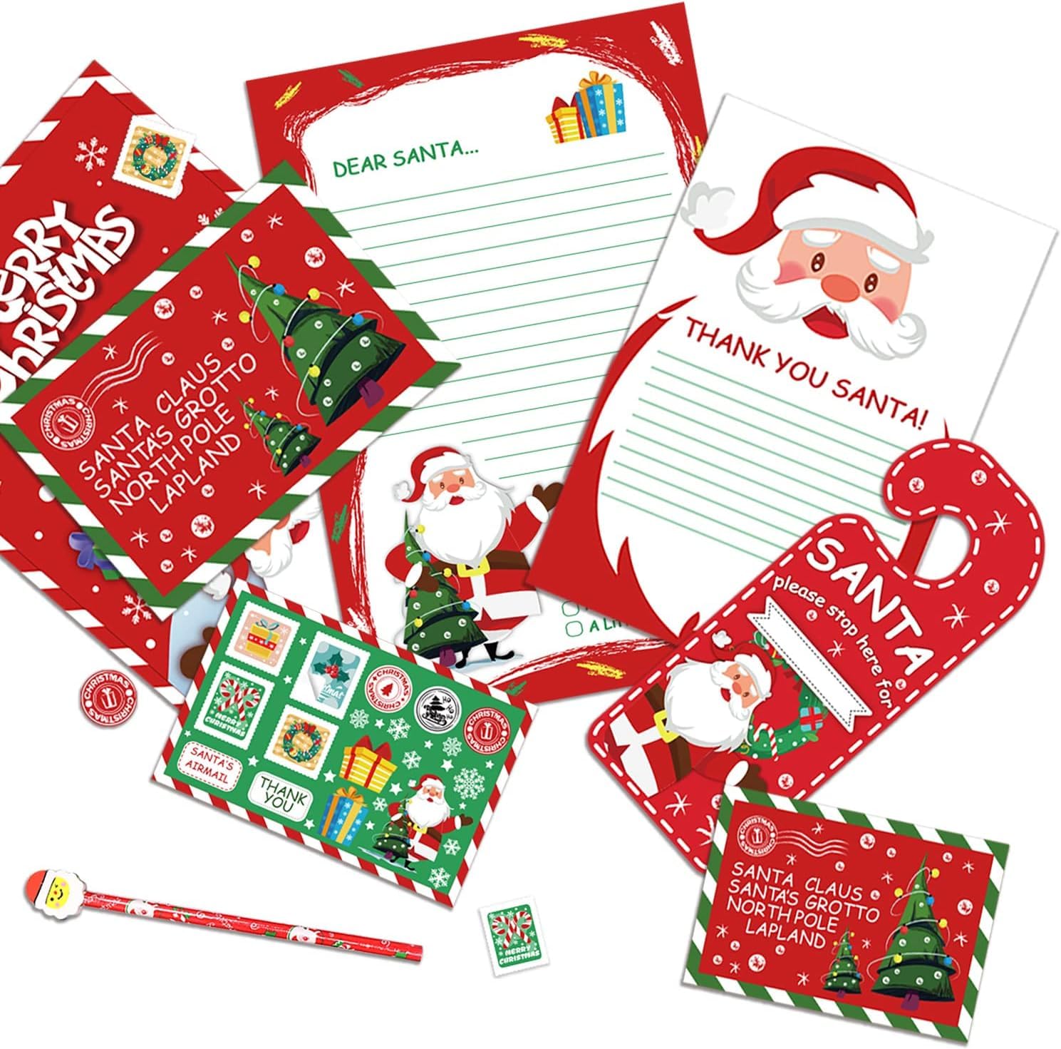 SULOLI Letter to Santa Kit,2Pack Santa Letter Set,Christmas Letter to Santa,Christmas List to Santa,Santa Writing Kit