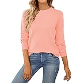 QUALFORT Women's Sweater 100% Cotton Long Sleeve Pullover Sweater Soft Lightweight Knit Tops 2026