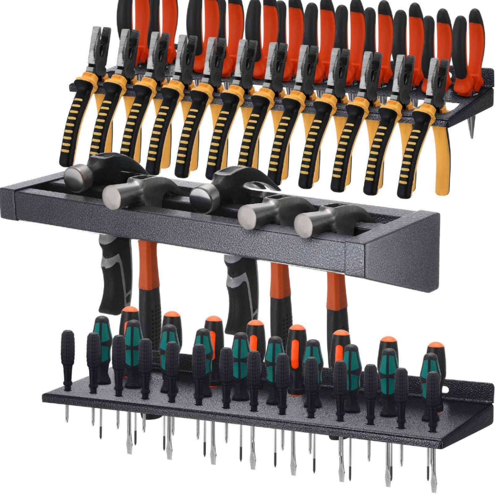 Photo 1 of Memorywuu 3 Pcs 16in Screwdriver Organizer Wall Mounted Metal Storage Set for Pliers Holder Hammer Rack Tool Holder Organizer for Workshop Workbench Fit Most of Screwdrivers or Small Tools