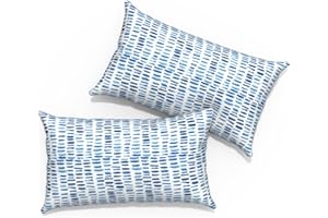 TWLEAR Outdoor Lumbar Pillows 12x20 inch, Rectangle Throw Pillows with Inserts, Decorative Lumbar Cushions for Patio Furniture Garden Couch Home Sofa Office Chair, Pack of 2, Pebble Blue