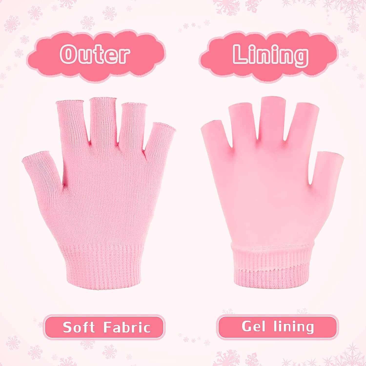 5 Pairs Moisturizing Gloves Fingerless Moisturizing Gloves Soft Moisturizing Gel Gloves for Dry Rough and Cracked Hands, Gel Spa Gloves Gel Lining Gloves for Softening Dry Cracked Hand Skin : Beauty