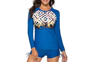 Century Star Long Sleeve Swimsuits Women 2025 Rash Guard UPF 50+ Two Piece Surfing Modest Full Coverage Bathing Suit Swimwear