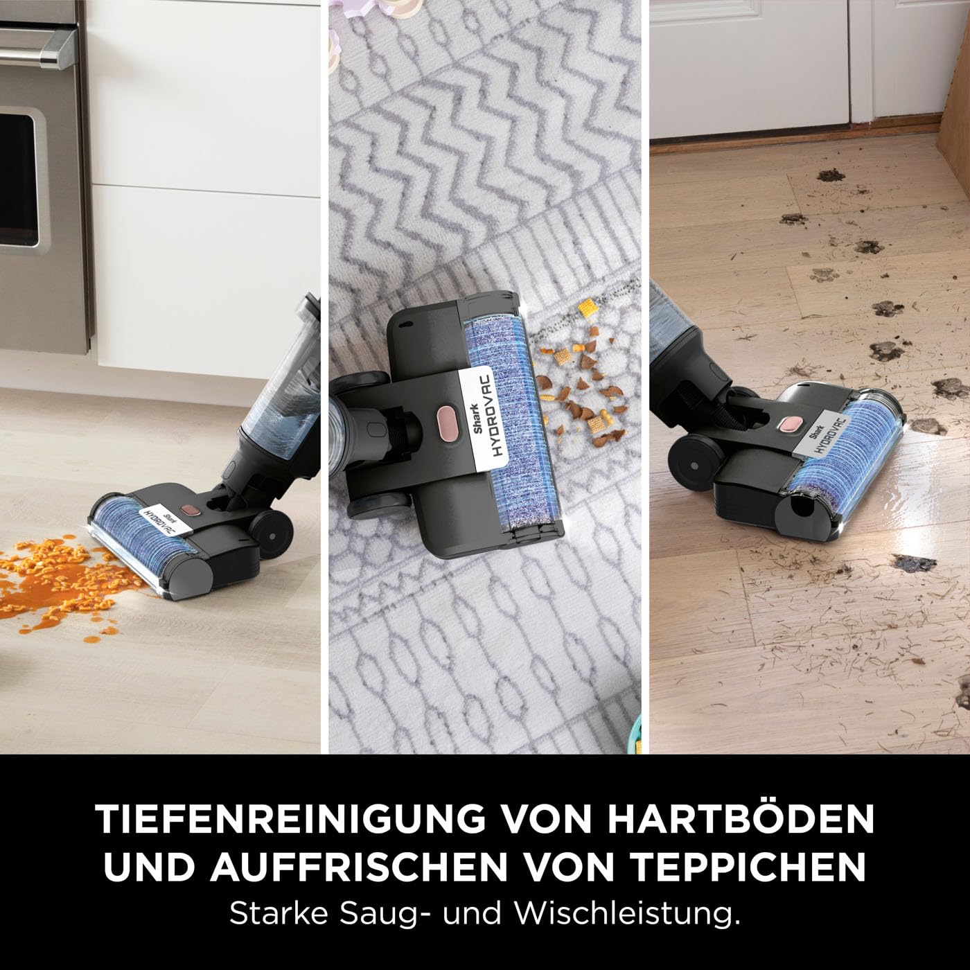 Shark HydroVac Kabelloser Nass Trockensauger mit antimikrobieller Bürstenrolle, Mehrzwecklösung geruchsneutralisierend, selbstreinigender Bodenreiniger, saugt & wischt, Grau WD210EU 3