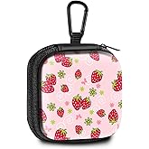 Square Data Cable Earbud Charger Coin Storage Bag Shockproof and Drop-Proof EVA Material Compatible with AirPod(Cute Strawberry)