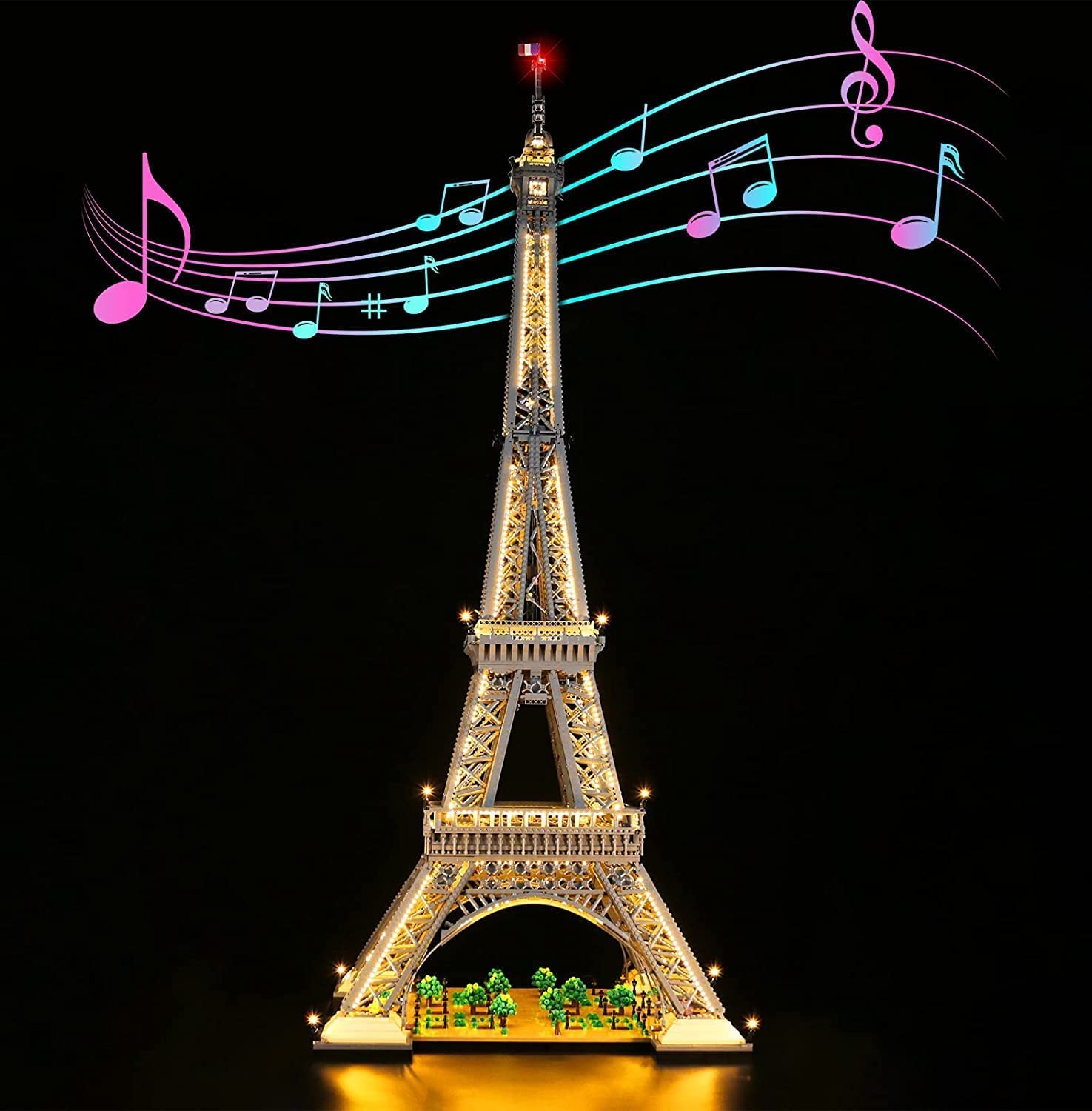 Music Version LED Lighting Set for Lego Architecture The Eiffel Tower (No Model), Decoration Lighting Set for Lego 10307 Building Blocks Model
