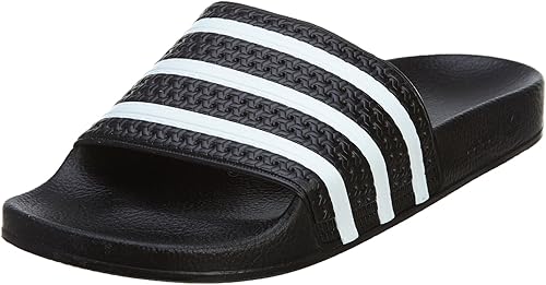 black and white adilette slides