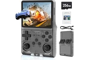 FVBADE[30000 in 1] R40S PRO Handheld Game Console 3.5 inch IPS Screen Mini Retro Console 3800mAh Portable Pocket Arcade 45+ Mainstream Emulator 256G TF Card Transparent.(Black)