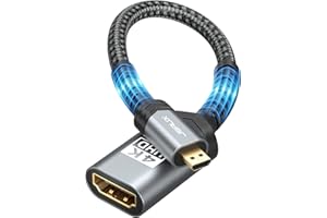 JSAUX Micro HDMI to HDMI Adapter, 4K@60Hz HDR 3D Dolby 18Gbps, Compatible with Raspberry Pi 5/Pi 4/Go Pro Hero/Nikon/Canon/Sony and Other Camera-Gray