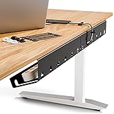 PAMO Cable Management Under Desk for Easy mounting Under-Table I Set of 2 - with 10X Cable Ties I Desk Organizer for Office/H