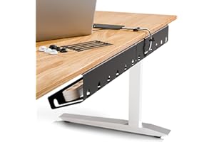 PAMO Cable Management Under Desk for Easy mounting Under-Table I Set of 2 - with 10X Cable Ties I Desk Organizer for Office/Home Office Table Thoughtful Cable Tray Holder