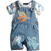 LvYinLi Cute Baby Boy Clothes Suit Toddler Boys' Striped long Sleeve T-Shirt+Denim Overalls Jumpsuit Pants Outfits Sets