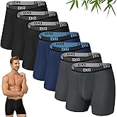 EKQ Mens Underwear Breathable Boxer Briefs 7 Pack Bamboo Rayon Boxers for Men Soft Stretchy Men's Underwear with Fly
