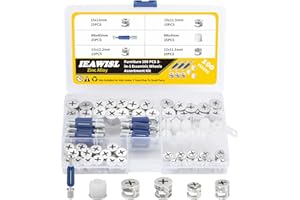 IEAWISL Cam Locks, 100 Pcs Eccentric Wheels Cam Locks for Furniture Connecting Cam Lock Fittings, 3 in 1 Cam Connector Bolt Fittings Fasteners Hardware Parts Nut & Bolt Assortment Sets