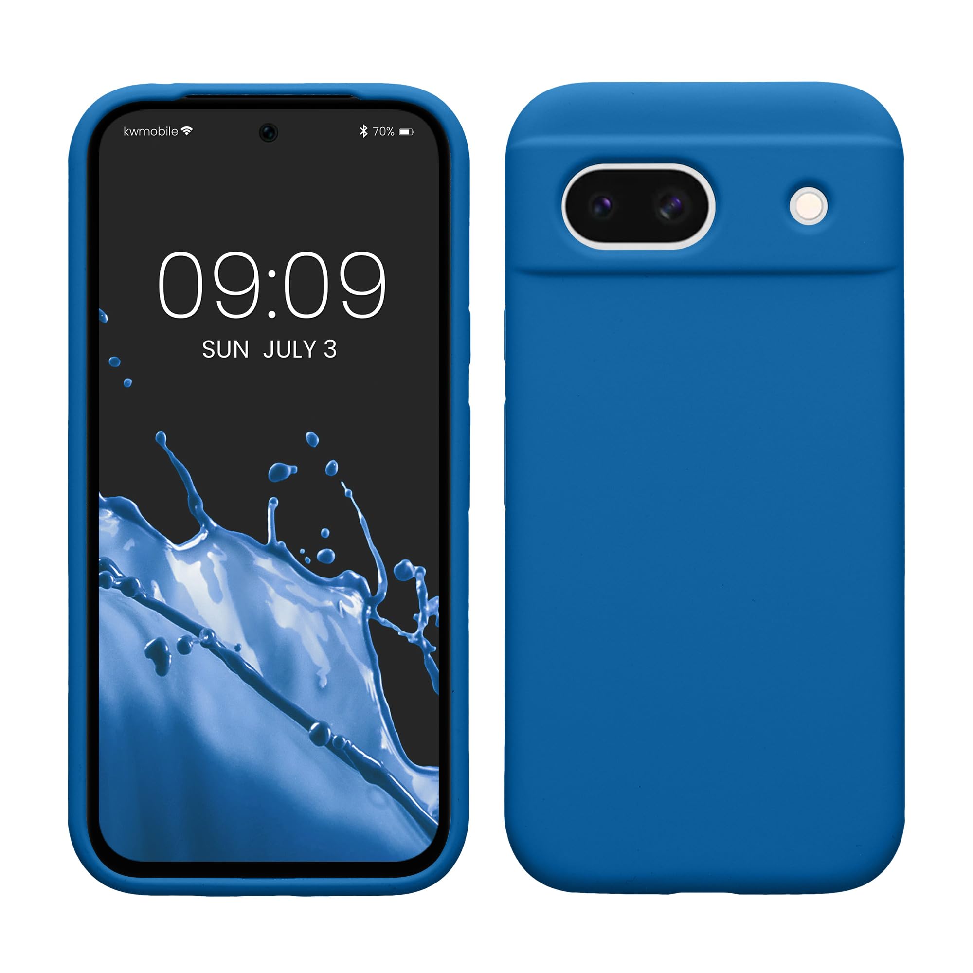 kwmobile Case Compatible with Google Pixel 8a Case - TPU Silicone Phone Cover with Soft Finish - Blue Reef — image 1