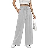 Missufe Women's Elastic High Waist Wide Leg Loose Casual Pants Joggers Workout Lounge Sweatpants with Pockets