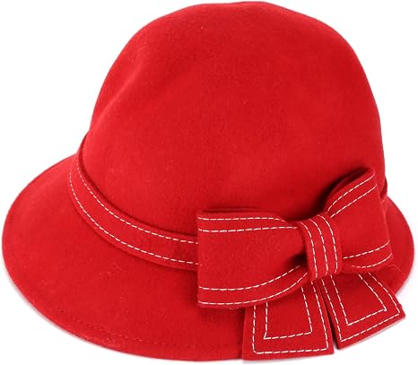 Buywis Damen Filz Cloche Bowler Hut Mit Schleife Fe Produktbild-Vorschau 7