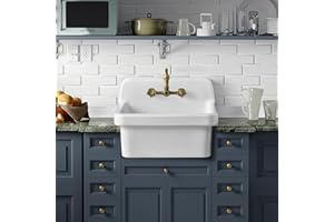 ELLAI 24 Inch White Ceramic Farm Style Wall Mount Utility Sink High Back Wall Mounted Laundry Tub 10 Gallon Farmhouse Sink Slop for Laundry Room, Garage, Kitchen, Bathroom 24" x 19" x 16.5"