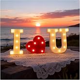 I Love You Sign LED Light Up Letters, Marquee Letter Lights I Love You Letter, Battery-Powered LED Letter Lights for Valentine's Day, Anniversary, Wedding, Romantic Nights, Party &amp; Home Decor
