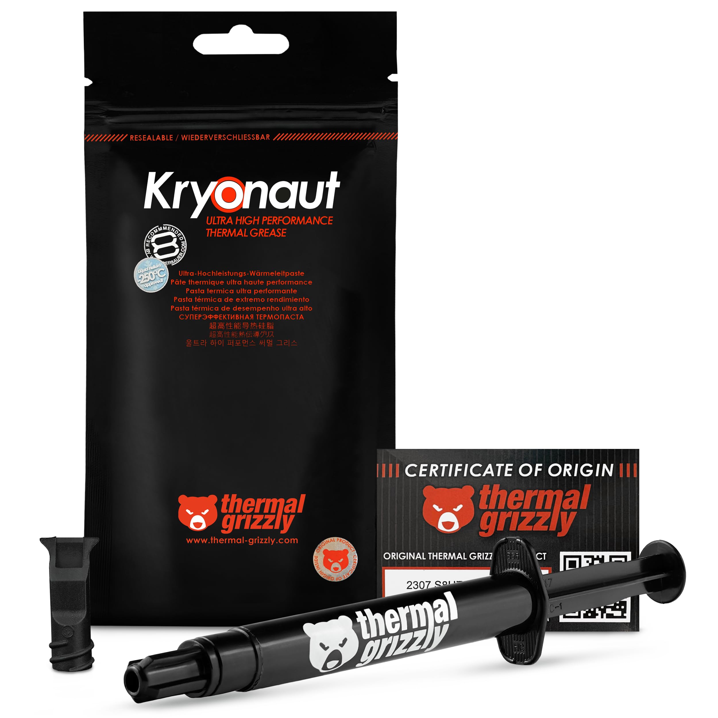 Thermal Grizzly Kryonaut (5,55g) – Thermal Paste for CPU, GPU and consoles – Non-Conductive Thermal Compound with High Thermal Conductivity