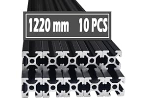 MONTEX 10pcs 48 Inch T Slot 2020 Aluminum Extrusion European Standard Anodized Linear Rail for 3D Printer DIY and CNC, 1220mm Black