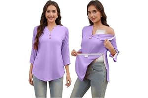 CARANXTEX Post Shoulder Surgery Shirts for Women Fully Tear Away 3/4 Chemo Shirts for Port Access Rotator Cuff Surgery Recovery Shirt