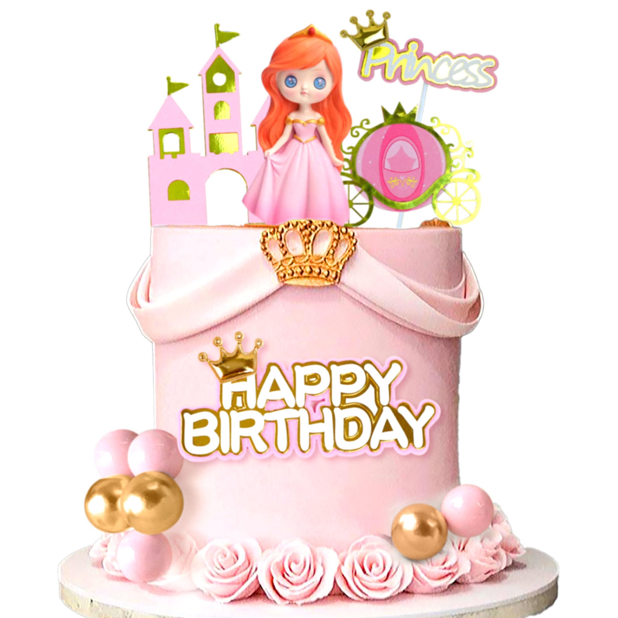 Photo 1 of 15Pcs Princess Cake Topper,Princess Cake Decorations Include Castle Cake Topper For Girls Birthday Party Supplies Favors