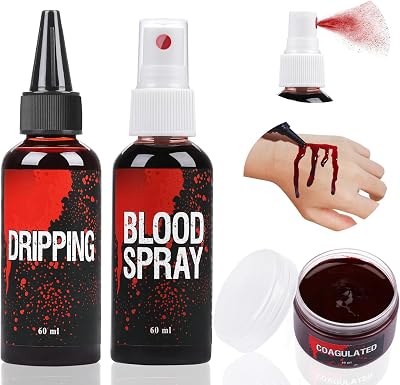 Ptesuply Fake Blood Set 60ml Spray 60ml Dripping 40ml Coagulated Gel