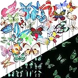 VGOODALL 50 PCS Luminous Butterfly Stakes and Luminous Dragonfly Stakes Garden Ornaments Stakes, Waterproof Butterfly Garden 