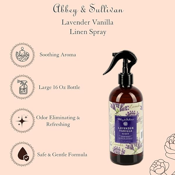 ABBEY & SULLIVAN ODOR ELIMINATING AND REFRESHING LINEN AND ROOM SPRAY, LAVENDER VANILLA, 16 OZ.