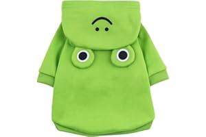 QWINEE Frog Dog Hoodie Dog Warm Jacket Coat Puppy Sweatshirt Christmas Halloween Dog Costume Cosplay Winter Dog Clothes Pet Apparel for Small Medium Dogs Cats Kitten Green S