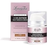 Loving Tan NEW 2 Hr Express Face Tanning Serum, Dark - Hydrating, Natural-Looking Glow Sunless Self Tanner, Dermatologist Tested, Lightweight, Naturally Derived DHA, Vegan & Cruelty-Free - 1 fl oz
