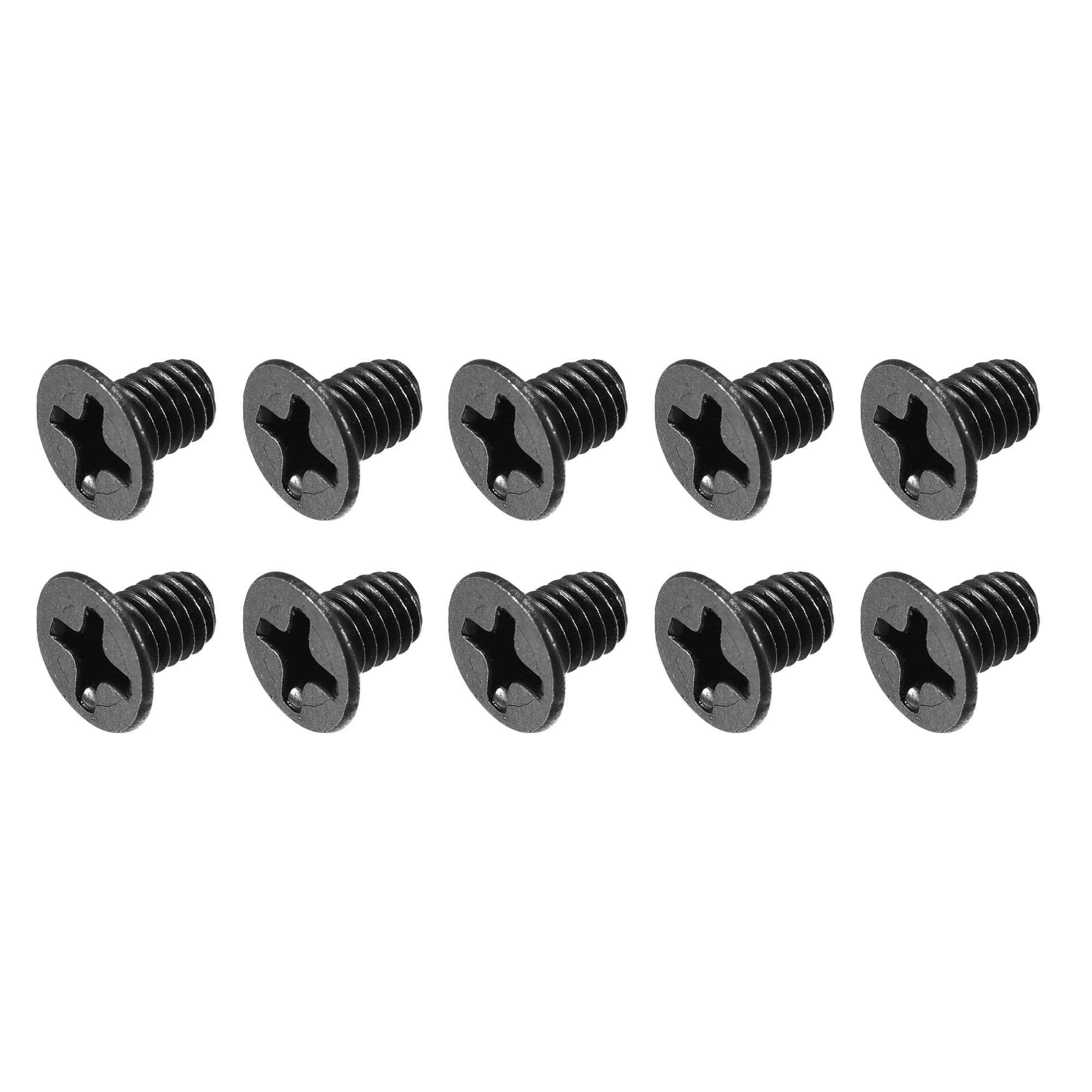 METALLIXITY Phillips Flat Head Screws (M3.5 x 6mm) 150Pcs, Carbon Steel Machine Screws - for Glasses Watch and Other Small Electronics, Black