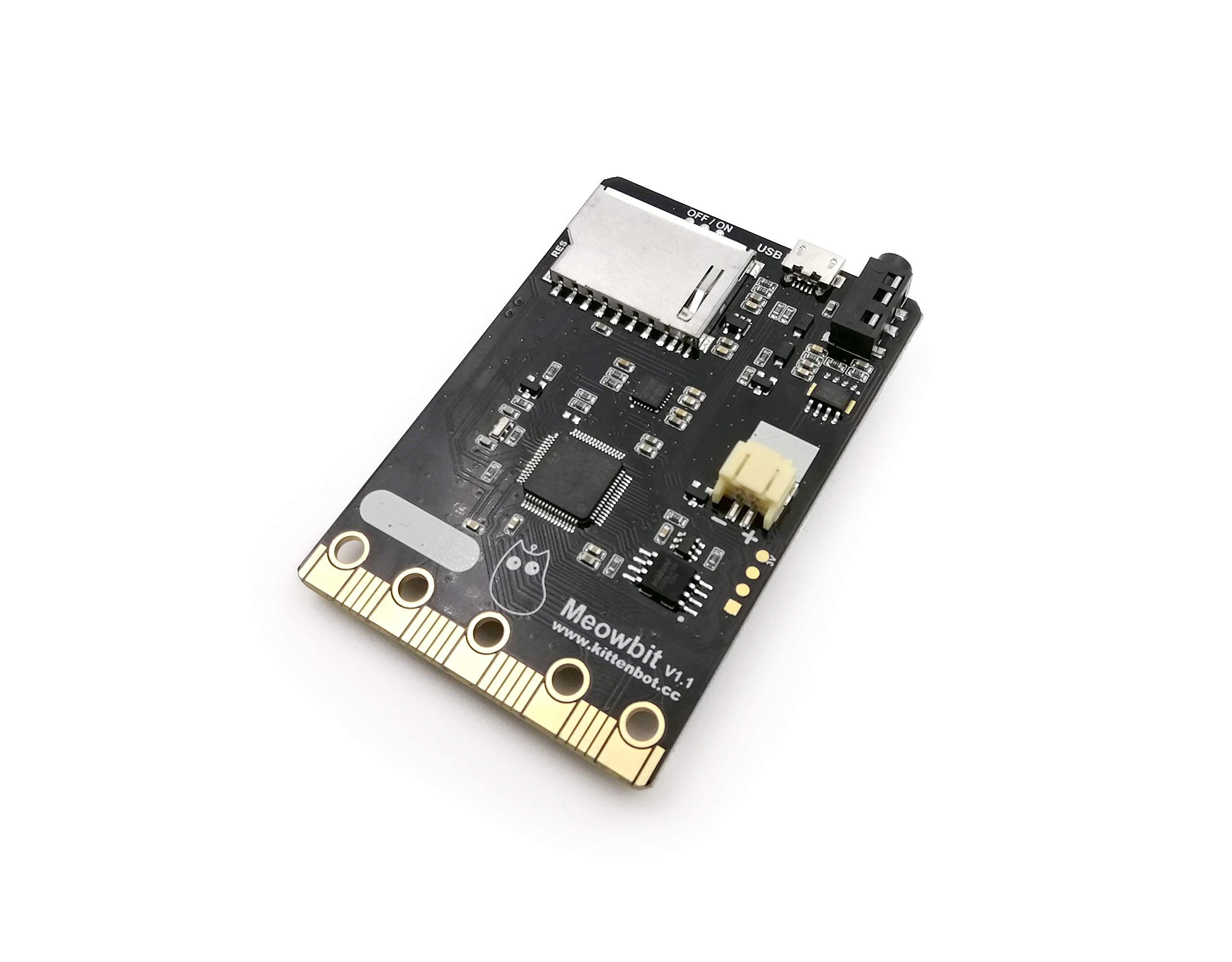 Kittenbot Meowbit Card-Sized Retro Game Computer Codable Console for Microsoft Makecode Arcade & Python Video Game Compatible Micro:bit Expansion Board for Robot Building Without Battery(Blue)