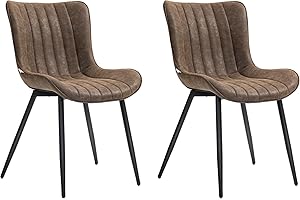 HOMCOM Dining Chairs Set of 2, Modern PU Leather Upholstered Kitchen Chairs with Tufted Backrest and Steel Legs for Dining Ro