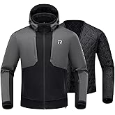 RIDEIRON Motorcycle Jacket with CE Armor, Winter Windproof Riding Hoodie for Cold Weather with Removable Warm Liner XL