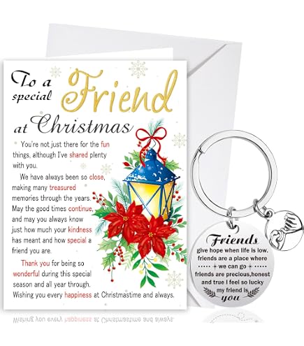 Felbridge Studio Best Friend Weihnachtskarte – Süße Freundschaftskarte, 14x14 Cm, Handgefertigt UK