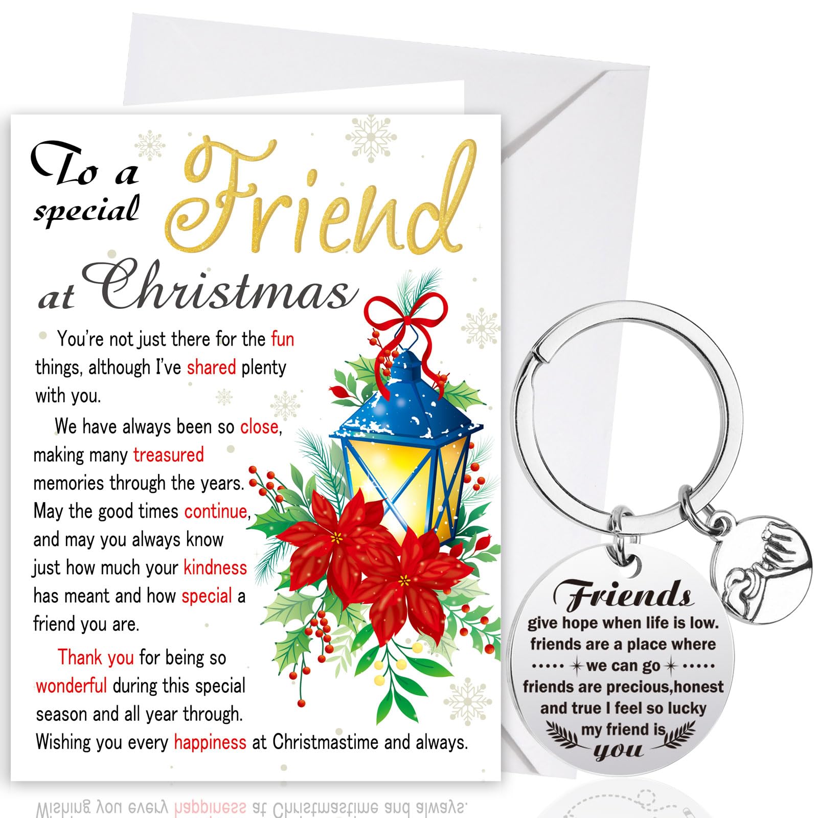 HOWAF Special Friend Christmas Card, Xmas Card Special Friend Gifts & Keyring, Gifts for Christmas