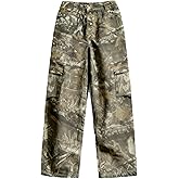 LaurelTree Camo Cargo Pants Straight Wide Leg Trousers Jeans Joggers Sweatpants with Pockets Stretch Fabric Woman Man