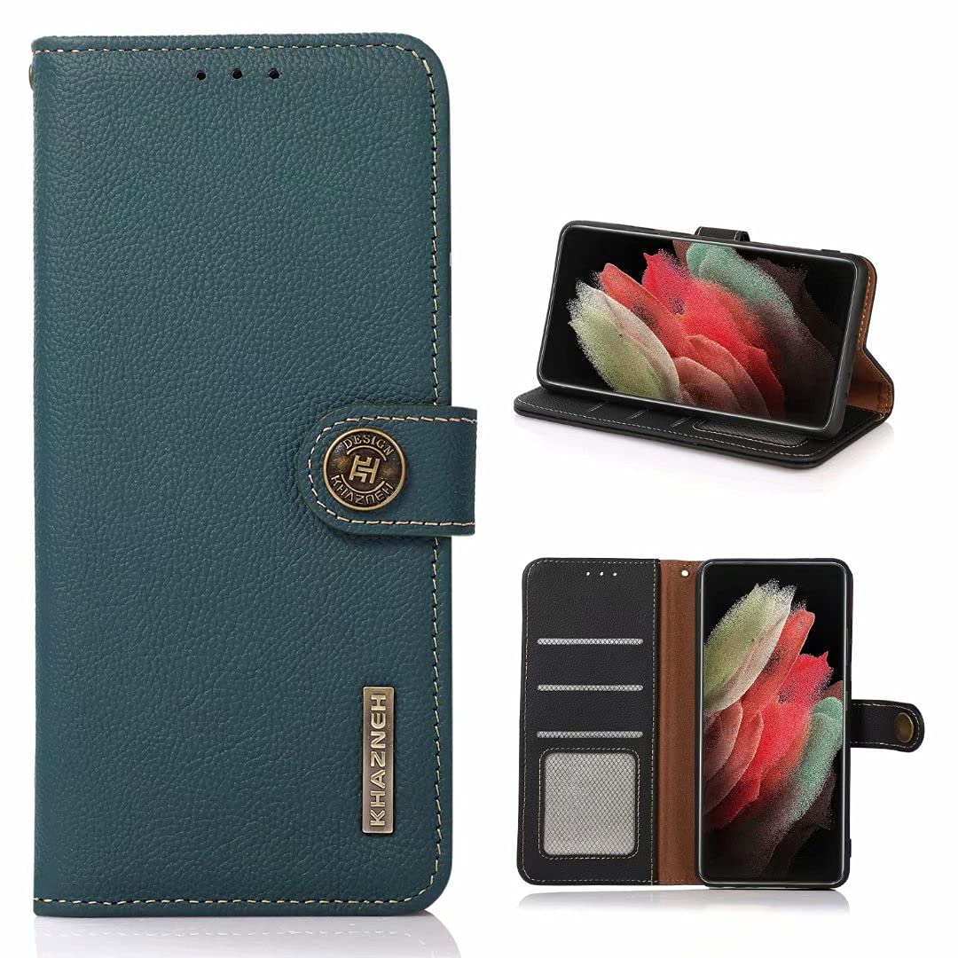 COQUE Case for Xiaomi Mi 11 Lite 5G Cover,Anti-theft RFID Cow Leather Phone Case with Card Slots Shockproof for Xiaomi Mi 11 Lite 5G Protective Flip Folio-Green