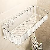 GDQ Clear Adhesive Shower Caddy,Bathroom Shelf for Wall,Acrylic Bathroom Shelves for Wall with Self Adhesive Tape,Wall Mount Organizer Storage (Small)