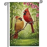 Cardinals Bird Spring Garden Flag 12x18 Inch Double Sided,Forests and flowers Small Yard Flag Burlap Seasonal Holiday Farmhouse Outdoor Decor CBD041