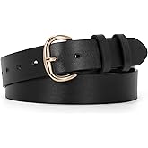 JASGOOD Women Leather Belt for Jeans Pants Gold Buckle Lady Casual Dress Waist Belt