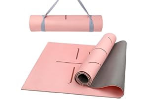 OSTUTRY Thick Yoga Mat - Non Slip Yoga Mat with Alignment Mark, Anti-Tear Exercise & Fitness Mat for Yoga, Pilates & Floor Workouts, Carry Strap Included