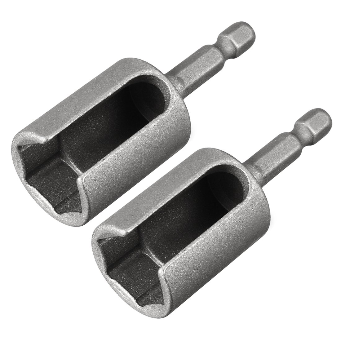 sourcing map 2 Pcs 17mm Nut Driver, 1/4" Quick-Change Hex Shank Slotted Drill Bit Socket Wrench Tool, 2.5 Inch Length