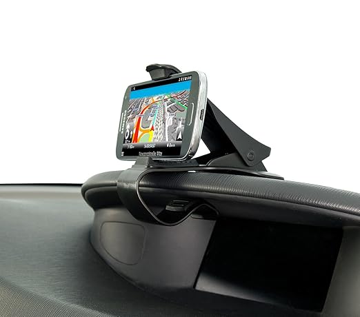 Lescars Kfz Klemmhalterung: Universelle Smartphone-Clip-Halterung fürs Armaturenbrett, bis 9 cm (Navigationshalterung)