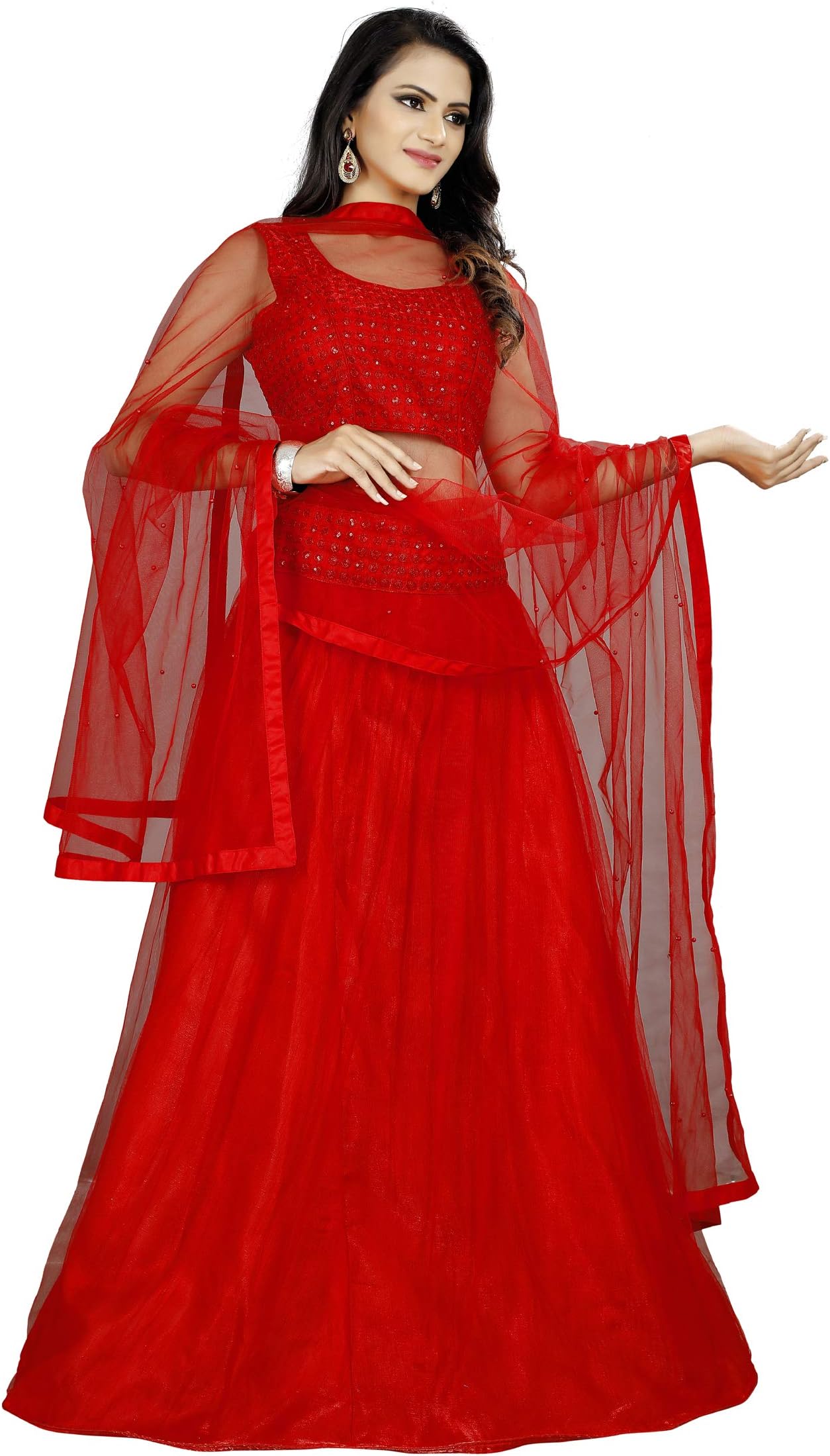 Women's Net Semi-stitched Lehenga Choli