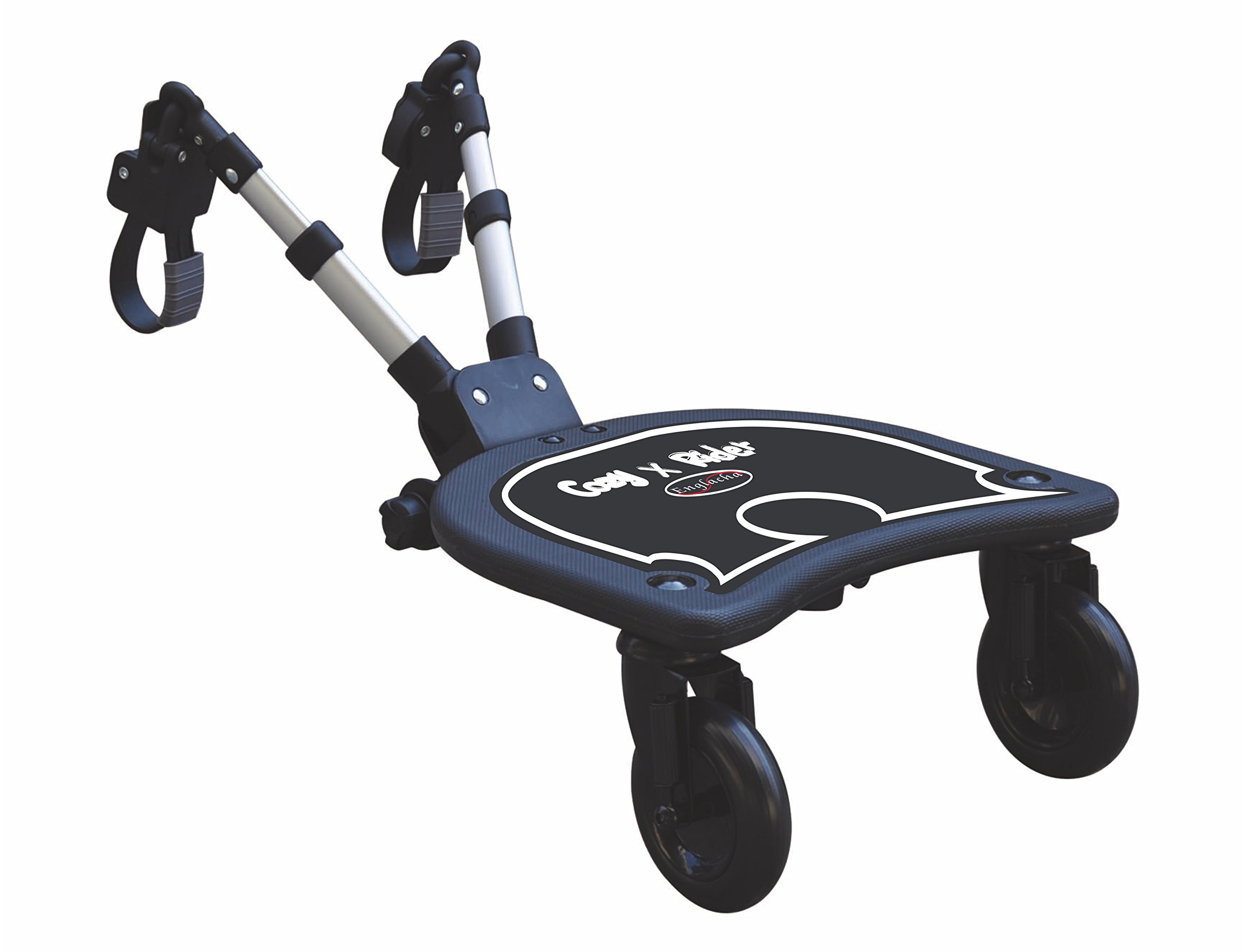 Englacha 2-in-1 Cozy X Rider, Black - Child Rider Stroller Attachment with Saddle Seat and Standing Platform - Universal Fit for Most Prams - Quick and Easy to Use - Designed for Safety